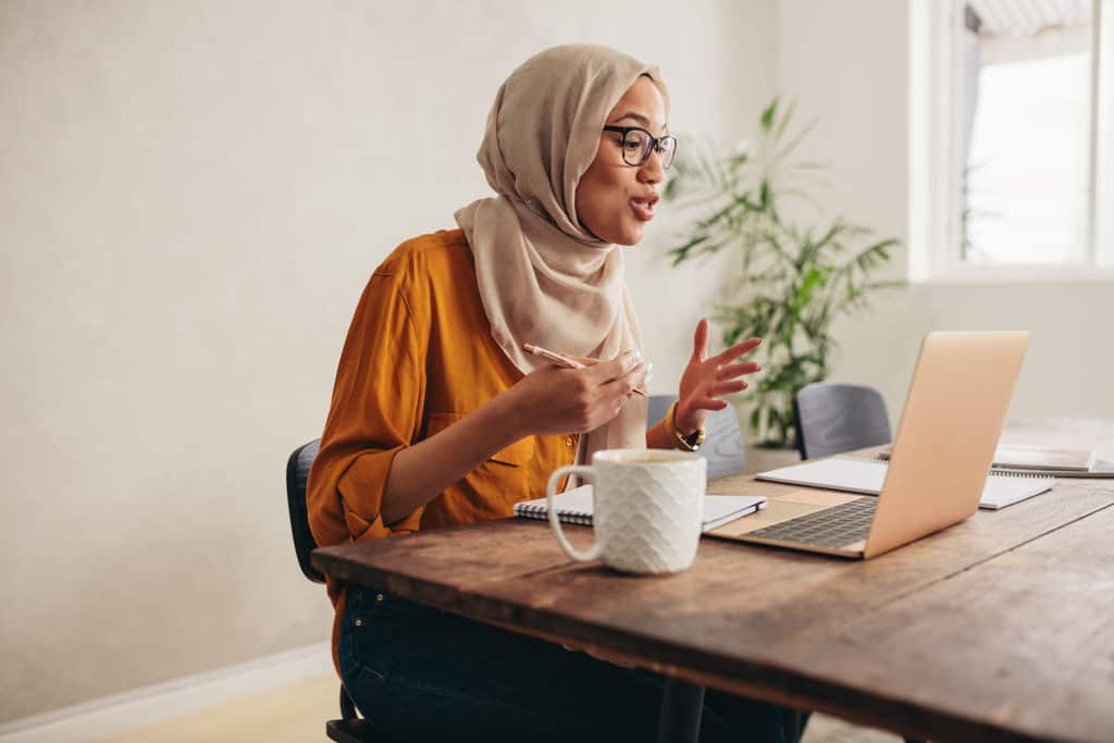Muslim business woman on a zoom video call - Cape Town ...